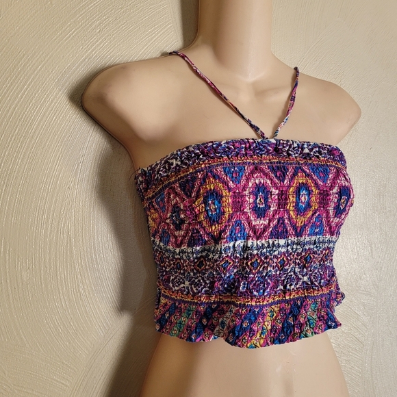 Flying Tomato Purple Multi-color Cinched Cropped Tube Top Size Women's Large - Picture 4 of 7